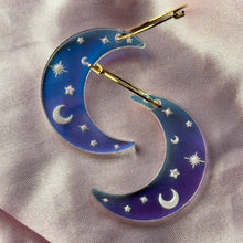 Iridescent Acrylic Celestial Moon Hoops: Surgical Steel