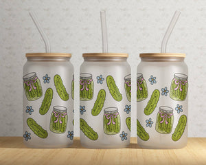 Pickle Girly Frosted Can Glass
