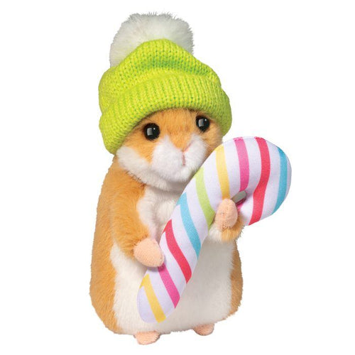 Hamster w/Winter Hat & Candycane Plush