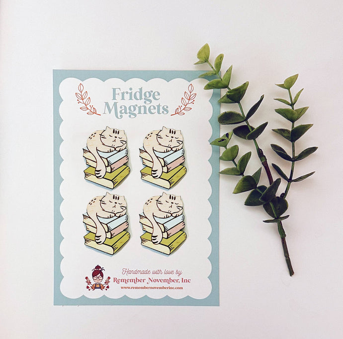 Cat Book Fridge Magnets