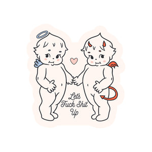 Let's Fuck Shit Up Angel Devil Vinyl Sticker