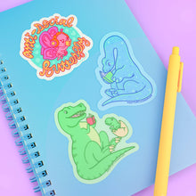 Reading Brontosaurus Dinosaur Sticker