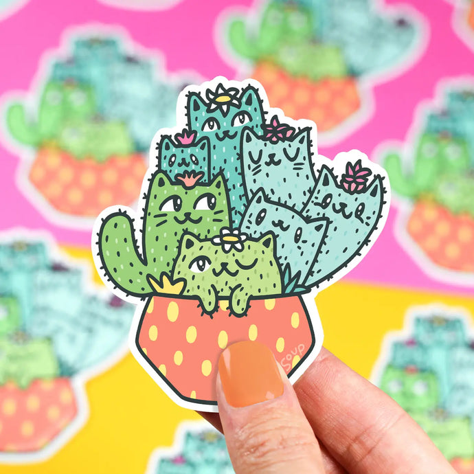 Cactus Cats Cacti Garden Animal Planter Pot Vinyl Sticker