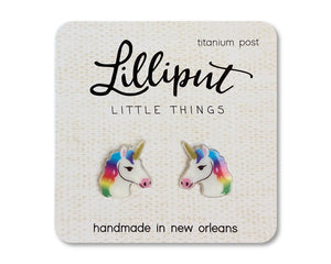 Rainbow Unicorn Earrings: White