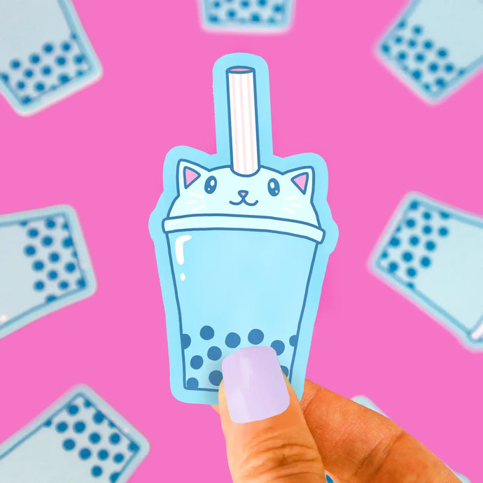 Boba Cat Tapioca Drink Cute Kitty Vinyl Sticker
