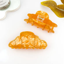 Cute Croissant Acrylic Printed Hair Claw Clip: Brown