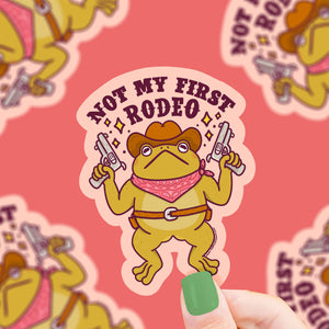 Not My First Rodeo Western Cowboy Toad Vinyl Sticker