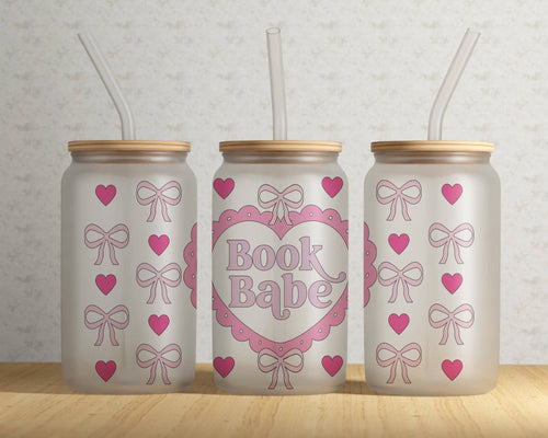 Book Babe Frosted Can Glass