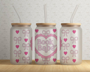 Book Babe Frosted Can Glass