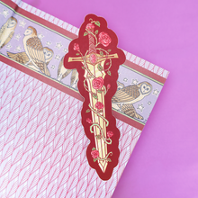 Fantasy Sword and Roses Reading Gift Bookmark