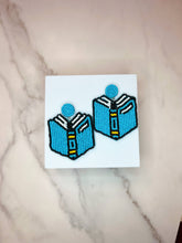 Booked & Beadsy Reading Earrings Beaded Book Dangle Jewelry: Blue