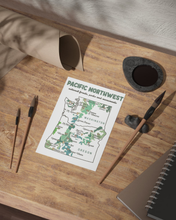 Pacific Northwest Adventure Postcard | Hand-Drawn Map Print
