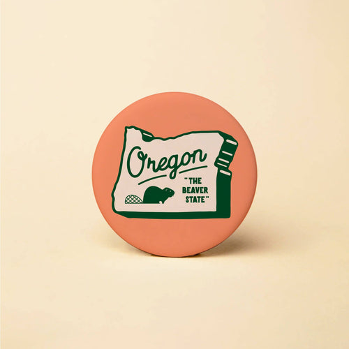 Oregon Beaver Sign Button 1.25