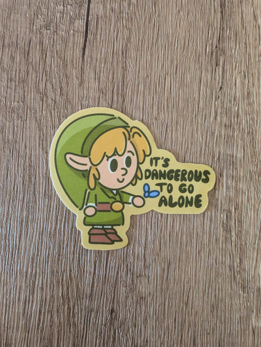 Dangerous Alone - Cute Zelda Nintendo Game Vinyl Sticker