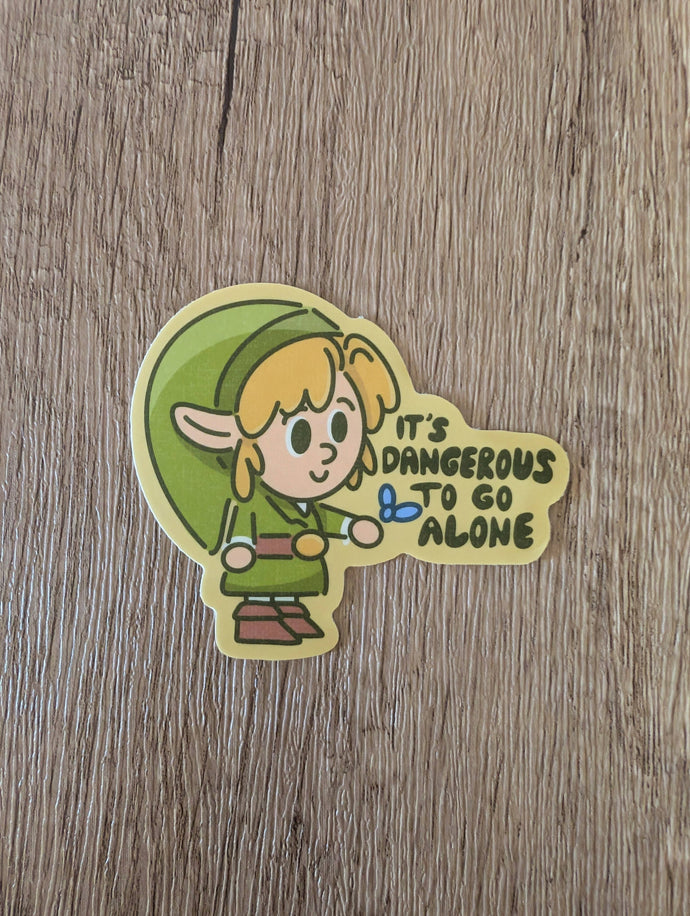 Dangerous Alone - Cute Zelda Nintendo Game Vinyl Sticker