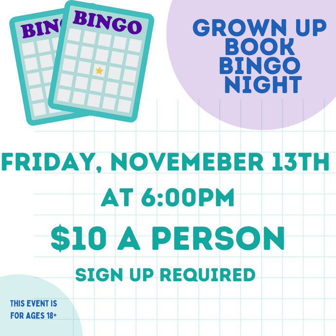 November 13th, 2026 Grown Up Book Bingo