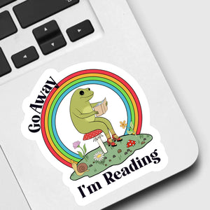 Go Away I'm Reading Frog Sticker