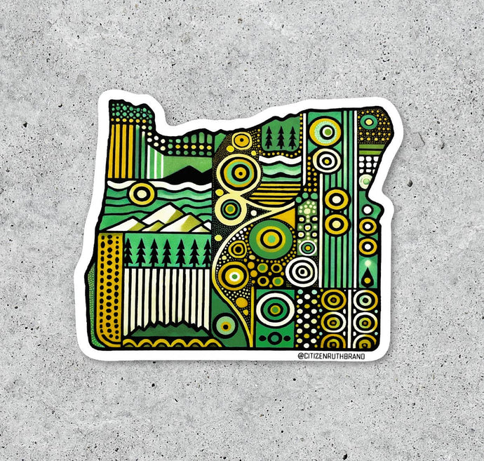 Oregon Green and Yellow vinyl sticker