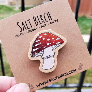 Fly Red and White Mushroom Pin