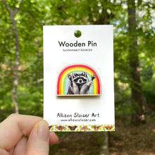 Rainbow Raccoon Wooden Pin (Sustainably Sourced)