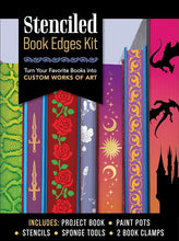 Stenciled Book Edges Kit: Turn Your Favorite Books into Custom Works of Art – Includes: Project Book, Paint Pots, Stencils, Sponge Tools, Book Clamps cover image