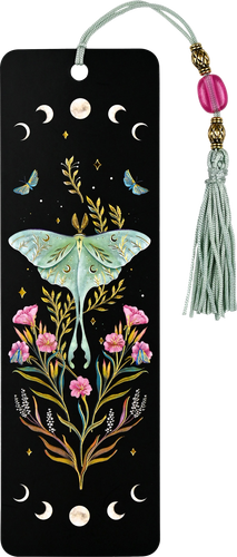 Luna Moth Beaded Bookmark