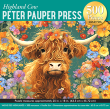 Highland Cow 500-Piece Jigsaw Puzzle with Gold Foil