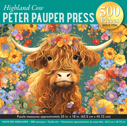 Highland Cow 500-Piece Jigsaw Puzzle with Gold Foil