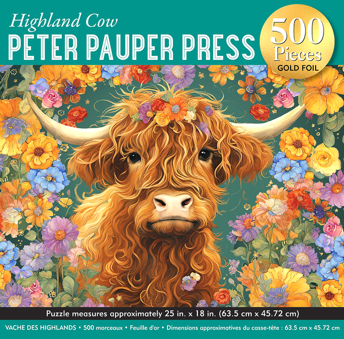 Highland Cow 500-Piece Jigsaw Puzzle with Gold Foil
