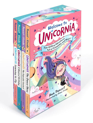 Welcome to Unicornia: Four Glittery Adventures Full of Friendship and Magic!: (Box Set of Early Chapter Readers about Unicorns) cover image