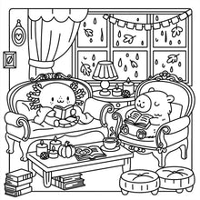 Little Bookworm: A Cozy Coloring Book: Comforting Scenes Portrayed by Axolotls, Capybaras, and Cute Critters