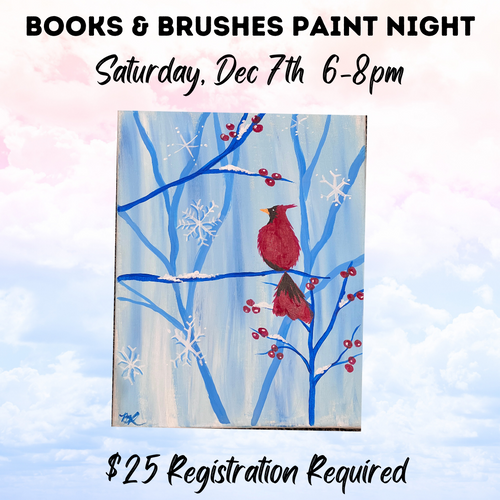 Dec. Books & Brushes - Winter Cardinal