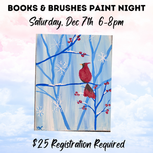 Dec. Books & Brushes - Winter Cardinal