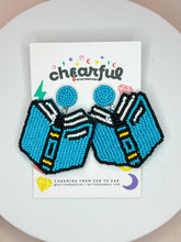 Booked & Beadsy Reading Earrings Beaded Book Dangle Jewelry: Blue