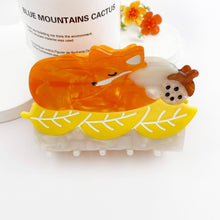 🦊 Cozy Fox & Maple Leaf Hair Claw – Autumn Acetate Charm 🍁: Orange