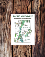 Pacific Northwest Adventure Postcard | Hand-Drawn Map Print
