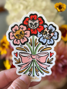 Kitty Flower Bouquet Sticker
