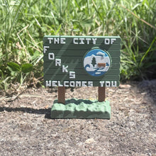 3d Printed Forks, Wa Twilight Inspired Sign: Small (3 inches) / The City of Forks Welcomes You