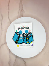 Booked & Beadsy Reading Earrings Beaded Book Dangle Jewelry: Blue