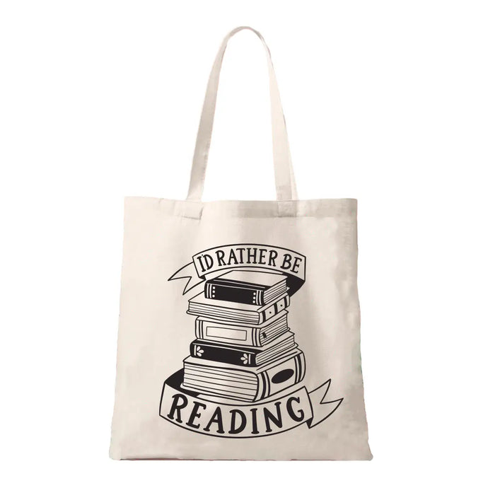 I'd Rather Be Reading Books Organic Cotton Canvas Tote Bag