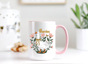 Goose Ceramic Mug : Pink Handle + Inside / 15oz / Horrors persist