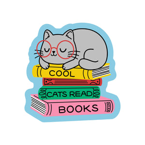 Cool Cats Read Books  Vinyl Sticker