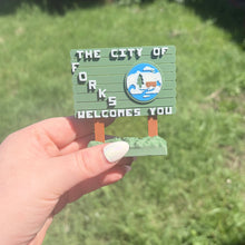 3d Printed Forks, Wa Twilight Inspired Sign: Small (3 inches) / The City of Forks Welcomes You