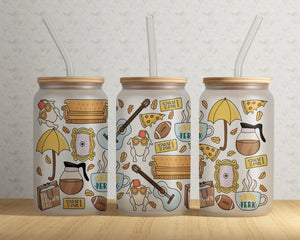 Friends Icons Frosted Can Glass