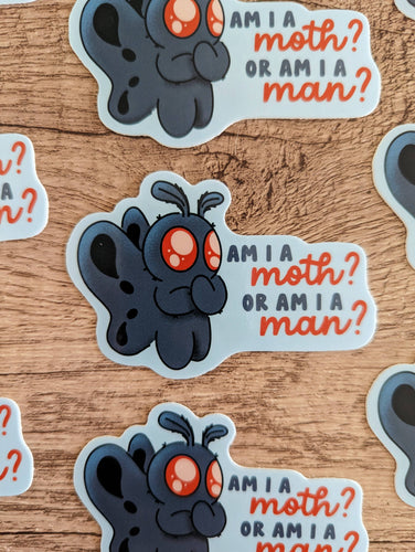 Man or Moth? - Cute Cryptid Mothman Spooky Vinyl Sticker