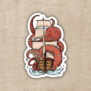 Kraken Attacking Ship Sticker