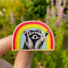 Rainbow Raccoon Wooden Pin (Sustainably Sourced)