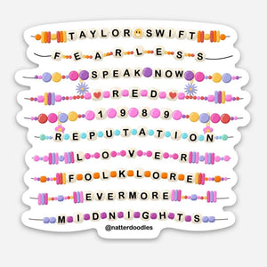 Taylor Swift Album Titles & Friendship Bracelets Era Sticker Sticker