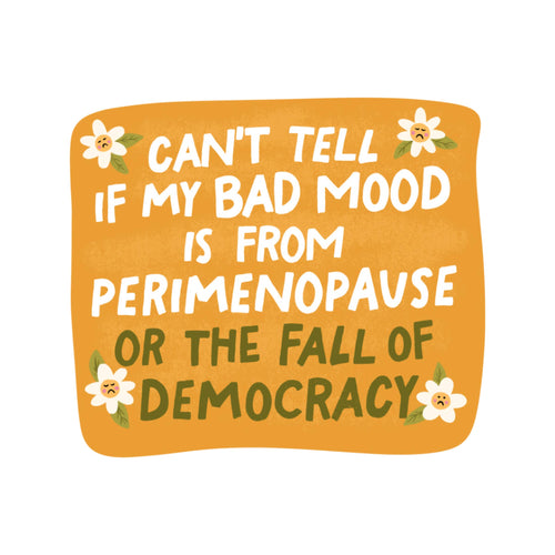 Can't Tell If My Bad Mood Is From Perimenopause or Fall of Democracy Vinyl Sticker