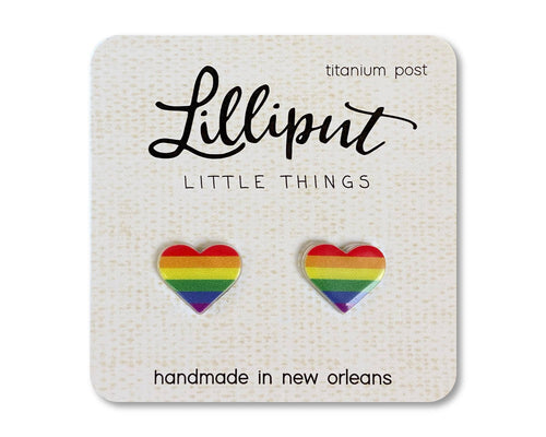 Pride Earrings // LGBTQ+ Pride Flag Earrings: Rainbow Heart Gay Pride